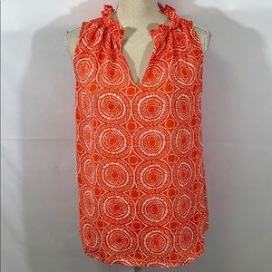 Michael Kors orange & white flowy top